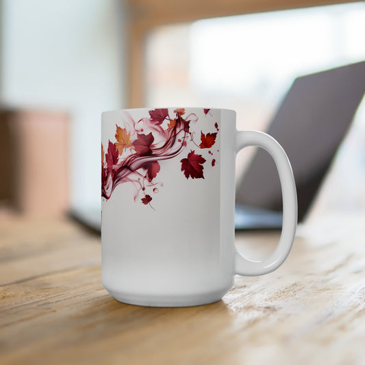 Rustic Elegance: Vineyard-Inspired Coffee Mug with Grape Leaves and Vines Pattern